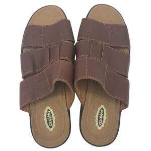 NEW AZALEIA Brown Leather Fisherman Slide Sandals  Made in Brazil  SZ 10